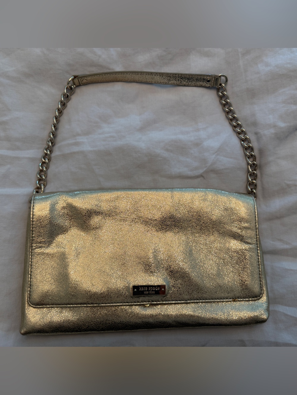 kate spade Metallic Gold Leather Shoulder Bag with Chain Strap
